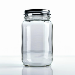 Empty glass jar with a metal lid standing on white background - yliv
