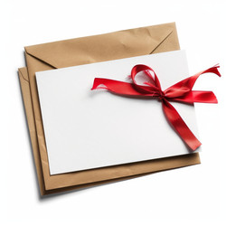 Blank card with red ribbon lying on envelope - yliv