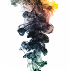 Colorful smoke creating abstract shapes on white background - yliv