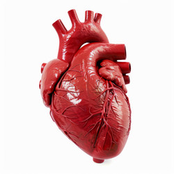 Human heart showing veins and arteries on white background - yliv