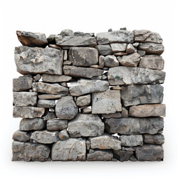 Stone wall creating a sturdy barrier on white background - yliv