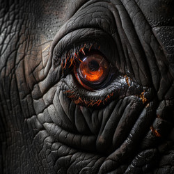 Elephant showing expressive orange eye and wrinkled skin - yliv