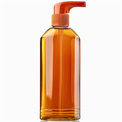 Studio shot of orange dispenser bottle containing liquid soap - yliv