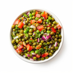Bowl of mung bean salad with tomatoes, onions and herbs - yliv