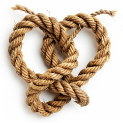 Ship rope forming two knots on white background - yliv