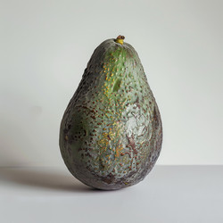 Rotten avocado fruit showing signs of spoilage on white background - yliv