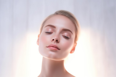 Beautiful woman relaxing with closed eyes and perfect skin - yliv