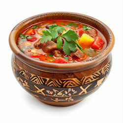 традиционная керамическая миска для горячего супа, овощей, мяса и гарнира из петрушки - yliv