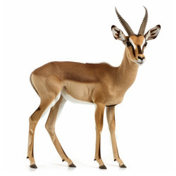 Impala standing on white background, wildlife portrait - yliv