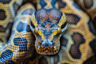 Close up of python snake showing its scales and face - yliv