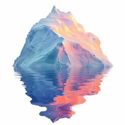 Majestic iceberg reflecting sunset colors in calm ocean waters - yliv