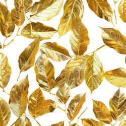 Golden leaves seamless pattern creating luxurious and elegant background - yliv