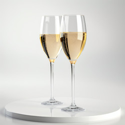 Two elegant champagne glasses sparkling on white background - yliv