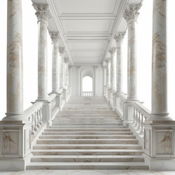 Majestic marble staircase leading to archway in grand hallway - yliv