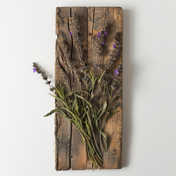 Bouquet of lavender flowers on a rustic wooden board, representing natural beauty and aromatherapy - yliv
