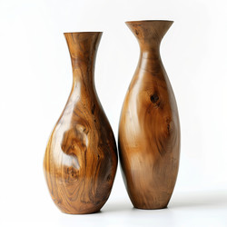 Two empty wooden vases standing on white background - yliv