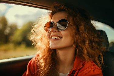 счастливый турист в солнцезащитных очках наслаждается поездкой на автомобиле - yliv