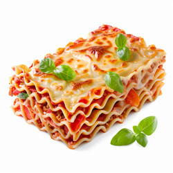 вкуснейшая лазанья болоньезе с плавленым сыром и гарниром из листьев базилика готова к употреблению - yliv