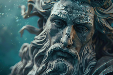древняя статуя посейдона, поднимающаяся из глубин океана - yliv