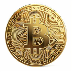 Золотая криптовалютная монета Bitcoin, представляющая финансовую возможность - yliv