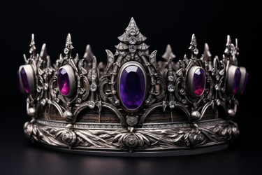 серебряная корона с фиолетовыми и белыми драгоценными камнями, символизирующими королевскую власть - yliv