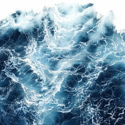 океанские волны разбиваются белой пеной о голубую водную гладь - yliv