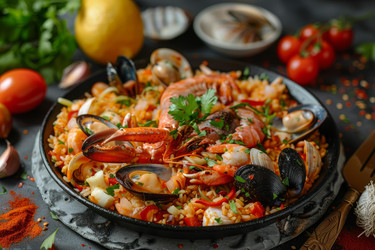вкуснейшая паэлья с креветками, мидиями, моллюсками и омарами на званом ужине - yliv