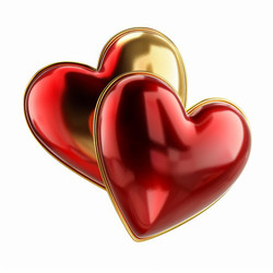 два блестящих сердца, парящих и соприкасающихся, символизируют любовь и романтику - yliv