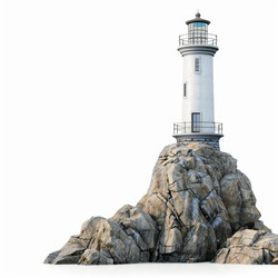 белый маяк, стоящий на скалистом острове, направляет корабли в море - yliv