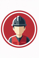 плоская векторная иконка цур 8 "достойная работа" официального темно-красного цвета и круглой рамки на белом фоне, изображение, сгенерированное искусственным интеллектом - yuyu