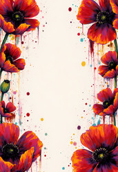 на макете изображены цветы мака, расположенные на светлом фоне. цвета варьируются от красного до оранжевого с разноцветными вкраплениями. это художественное произведение может быть использовано для различных дизайнов генеративного искусственного интеллект - Karjalainen