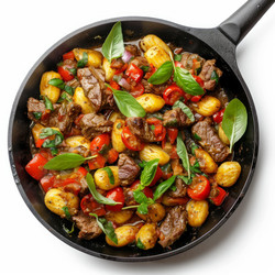 клецки с говядиной и овощами, приготовленные на сковороде - yliv