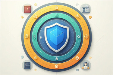 плоская векторная инфографика уровней банковской безопасности со значком щита и защитными барьерами, изображение, сгенерированное искусственным интеллектом - yuyu