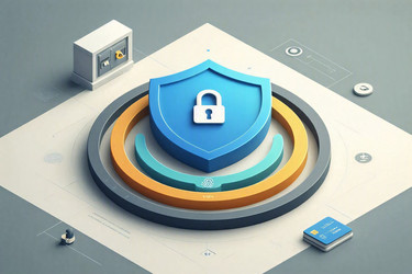 плоская векторная инфографика уровней банковской безопасности со значком щита и защитными барьерами, изображение, сгенерированное искусственным интеллектом - yuyu
