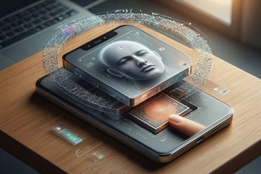 современная инфографика функций безопасности смартфонов с шифрованием, биометрией и защищенным анклавом, изображение, сгенерированное искусственным интеллектом - yuyu