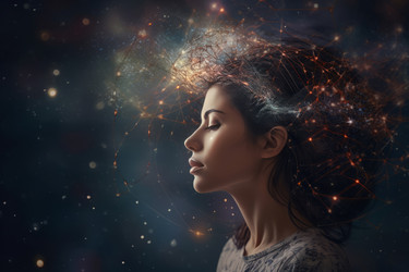 женщина окутала необъятную вселенную. генеративный контент - yliv
