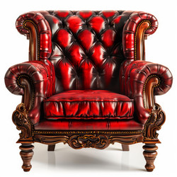 Роскошное кресло chesterfield с откидной спинкой из красной кожи на белом фоне - yliv