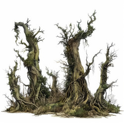 корявые и искривленные деревья, растущие на клочке сухой земли - yliv