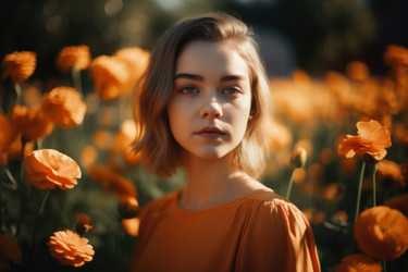 портрет молодой женщины в цветах флердоранжа. генеративный контент - yliv