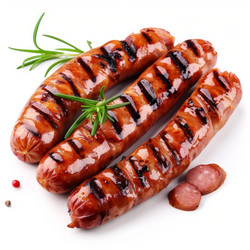 сочные сосиски-гриль с розмарином на белом фоне - yliv