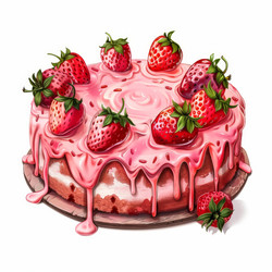 вкусный клубничный пирог, покрытый розовой глазурью и посыпанный свежей клубникой - yliv