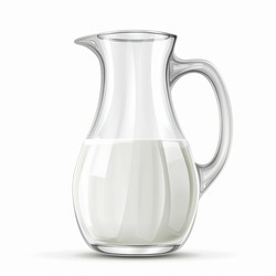 стеклянный кувшин, полный молока, на белом фоне - yliv