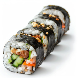 Вкусные роллы gimbap, изображенные на белом фоне - yliv