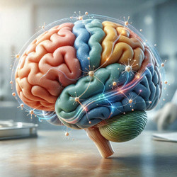 современная инфографика анатомии человеческого мозга с долями, функциями и нейронными путями, изображение, сгенерированное искусственным интеллектом - yuyu