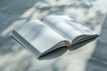 открытая книга, лежащая на столе, отбрасывает тени от ближайшего окна - yliv