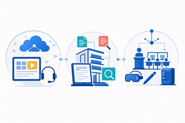 Плоская векторная инфографика образовательных иконок smart city с электронным обучением, библиотеками и цифровыми классами, изображение, сгенерированное искусственным интеллектом - yuyu