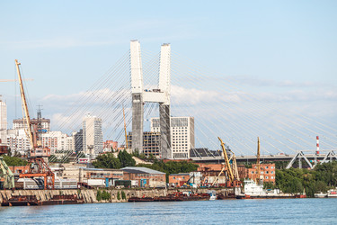 Вантовый мост и вид на речной порт, Новосибирск, Россия, 2024 - Tatiana_Panova