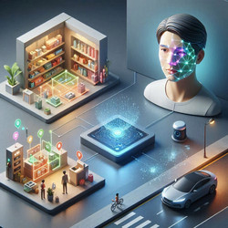 современная инфографика приложений компьютерного зрения с обнаружением объектов, распознаванием лиц и автономным вождением, изображение, сгенерированное искусственным интеллектом - yuyu
