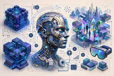 Полная инфографика будущих тенденций в области искусственного интеллекта и Интернета с квантовыми вычислениями, AGI и иммерсивной сетью, изображение, сгенерированное искусственным интеллектом - yuyu