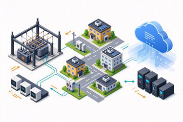 Современная инфографика технологии smart grid с усовершенствованным измерением и реагированием на запросы, изображение, сгенерированное искусственным интеллектом - yuyu